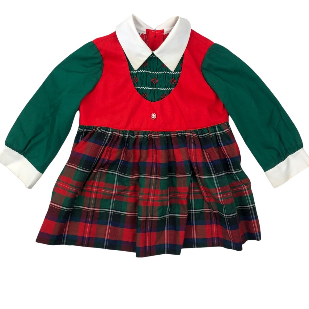 Polly Flinders Plaid  Dress, Long Sleeve, Hand Smocked